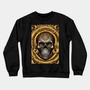 Skull With Gold Ornaments | Gold Skull Artwork | Armored Skull | Dystopian Skull Crewneck Sweatshirt